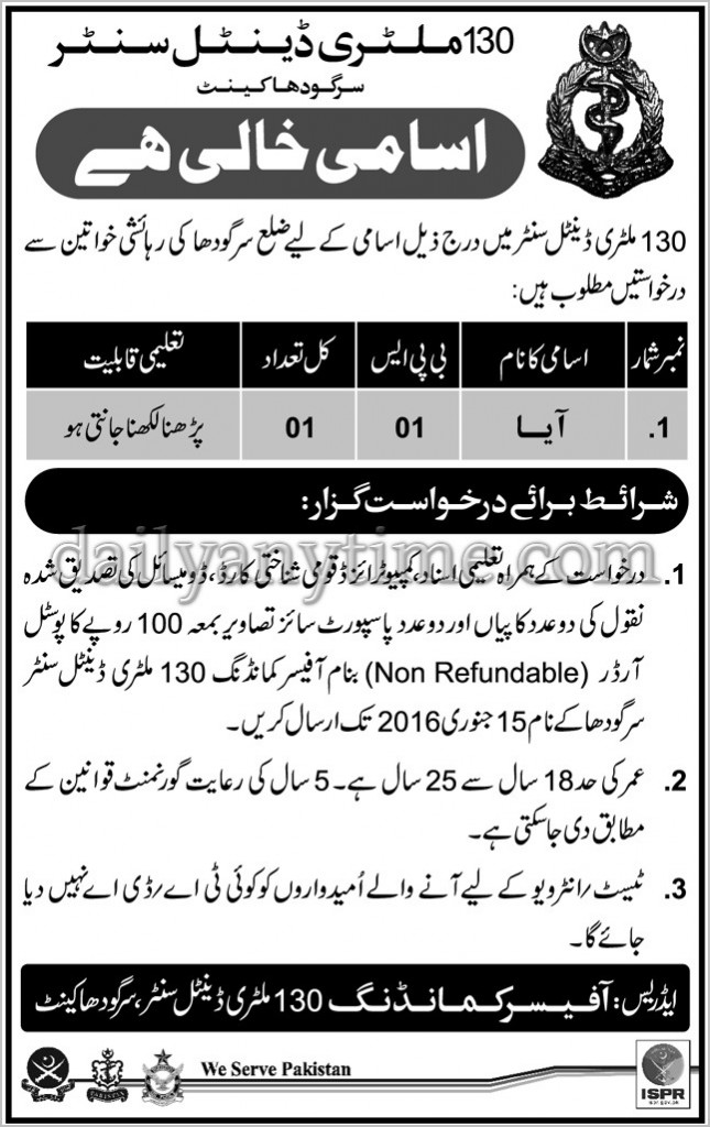 AYA Job in Military Dental Center