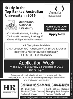 Admissions in Australian National University Australia 11 Dec 2015