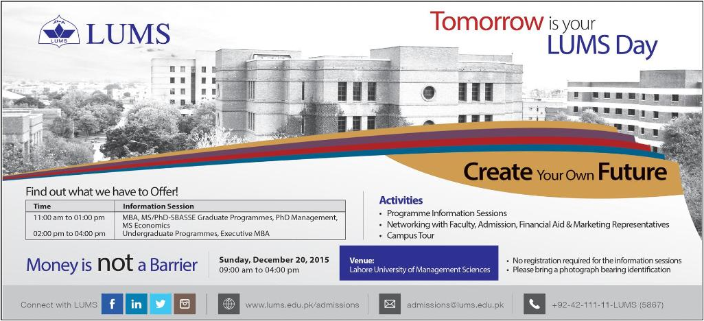 Admissions in LUMS 19 Dec 2015