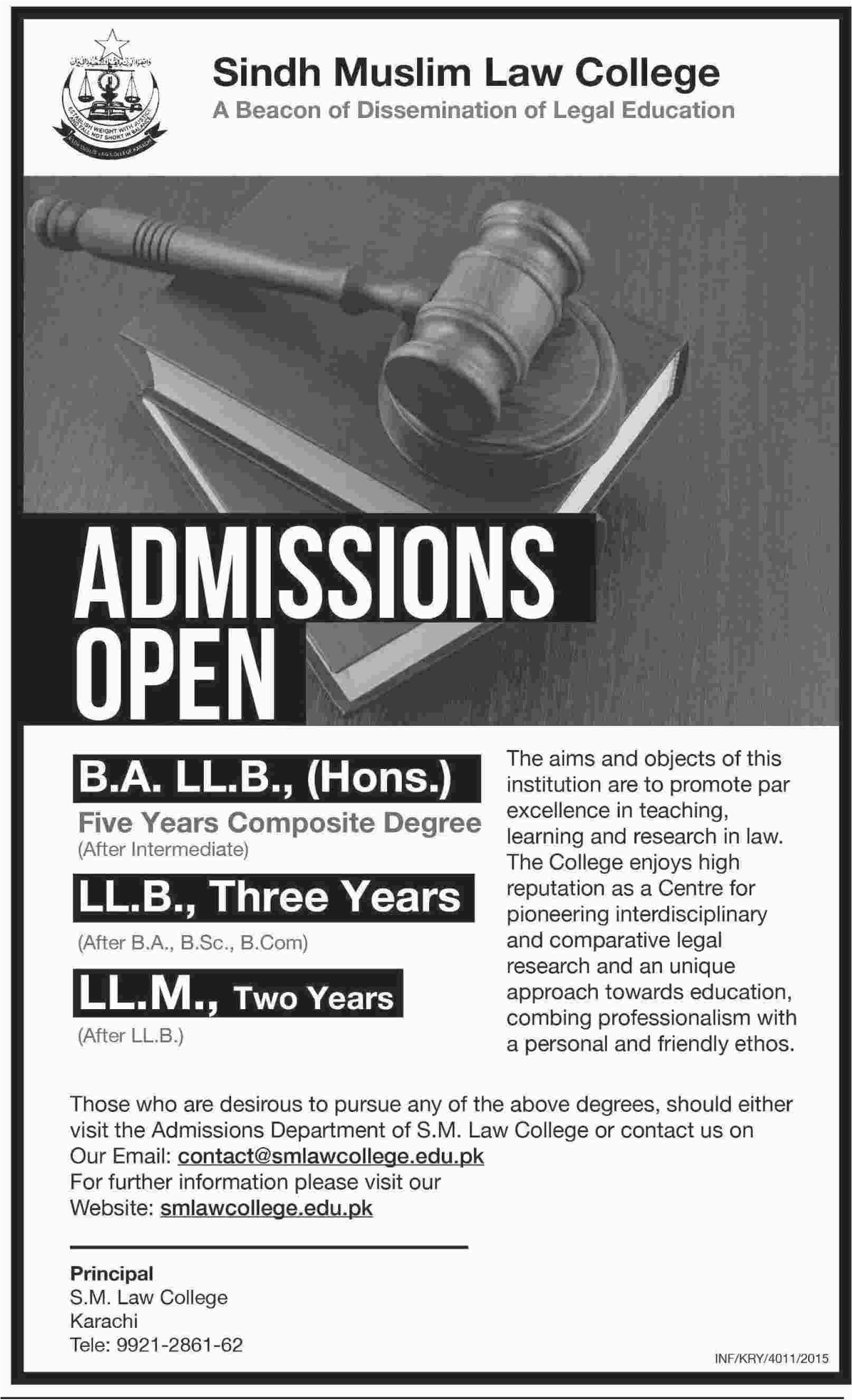BA LL.B Admissions in Sindh Muslim Law College
