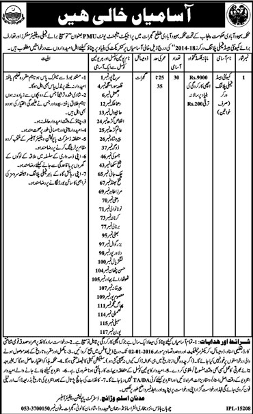 Community Head Job in Population Department Punjab 17 Dec 2015