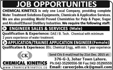 Engineer Sales Services & Trainee Application Engineer job in Chemical Kinetics