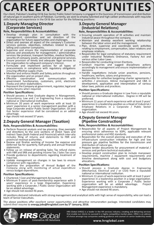 Jobs in HRS Global Pakistan Oil & Gas Sector