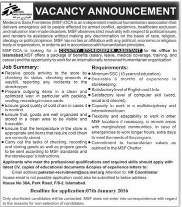 Jobs in Medecins Sans Frontieres