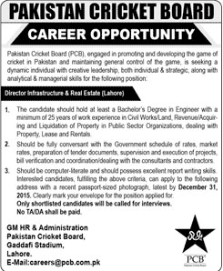Jobs in Pakistan Cricket Board 16 Dec 2015
