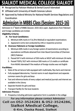 MBBS Admission in Sialkot Medical College
