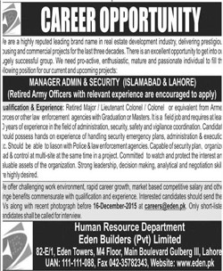 Manager Admin and Security Jobs in Eden Builders 03 Dec 2015