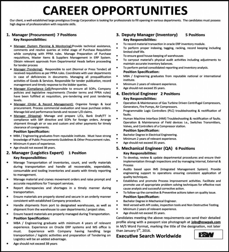 Manager and Electrical Engineer Jobs in Executive Search Worldwide