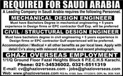 Mechanical and Civil Engineer Jobs in Saudi Arabia