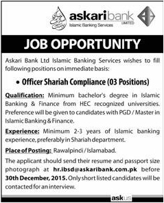 Office Shariah Compliance Jobs in Askari Bank Ltd