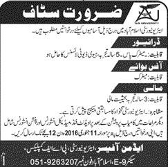 Officer Boy, Driver and Mali Jobs in Air University Islamabad