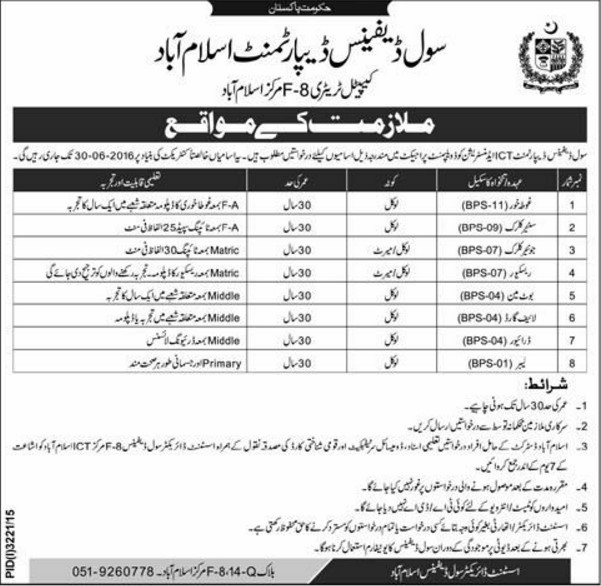 Senior Junior Clerk and Swimmer Jobs in Civil Defence Department