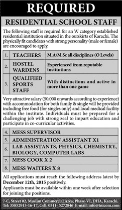 Teachers and Other Jobs in Residential School Staff