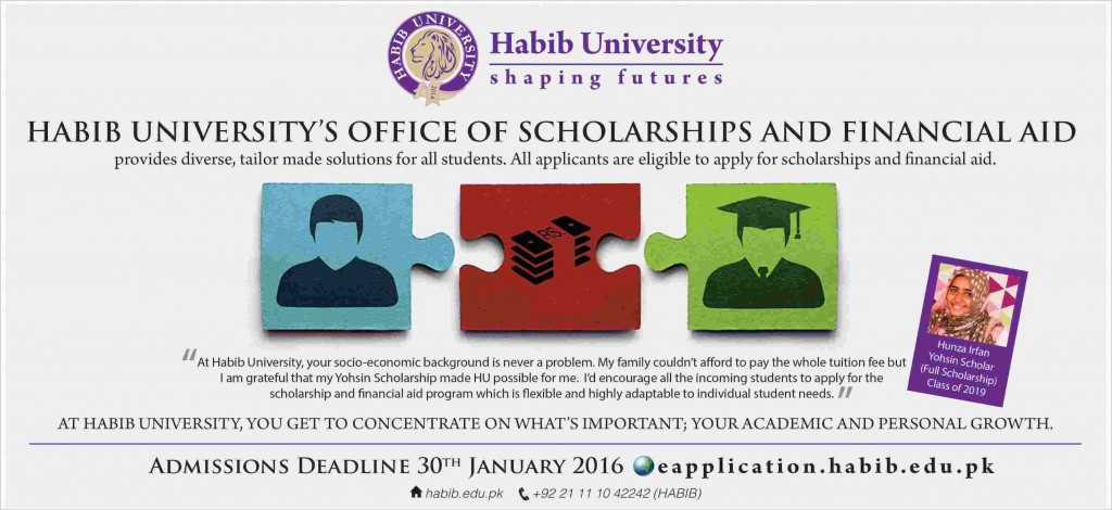 Admission in Habib University office of Scholarships and Financial Aid