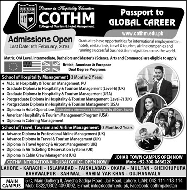 Admissions in COTHM