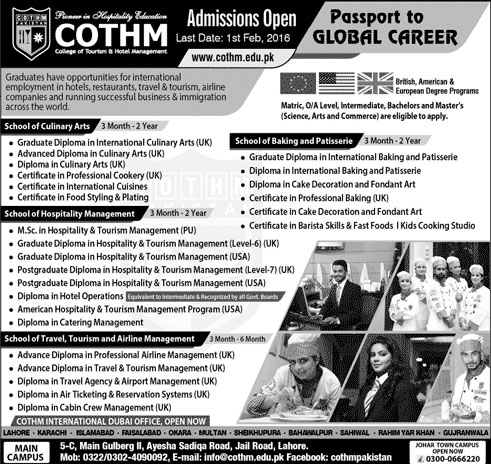Admissions in COTHM