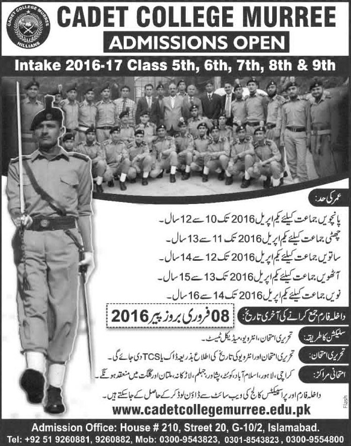 Admissions in Cadet College Murree