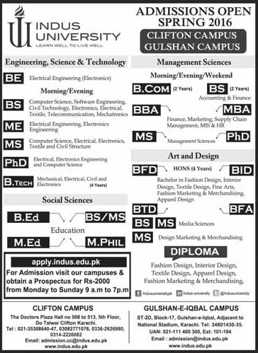 Admissions in Indus University