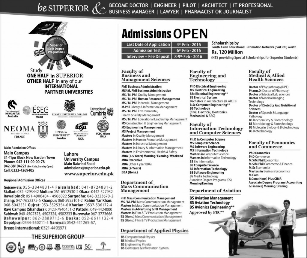 Admissions in International Partner Universities