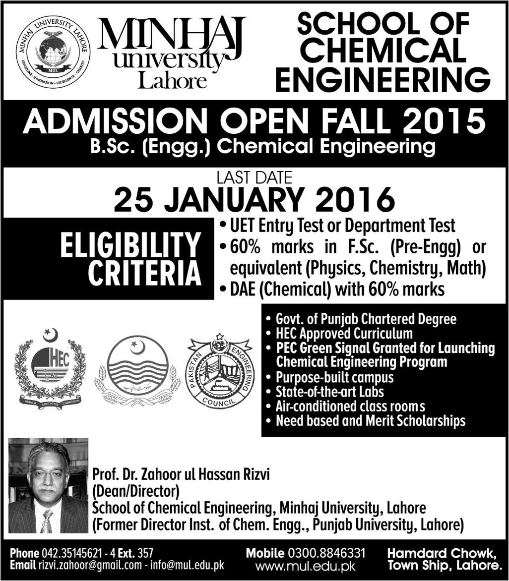 Admissions in Minhaj University