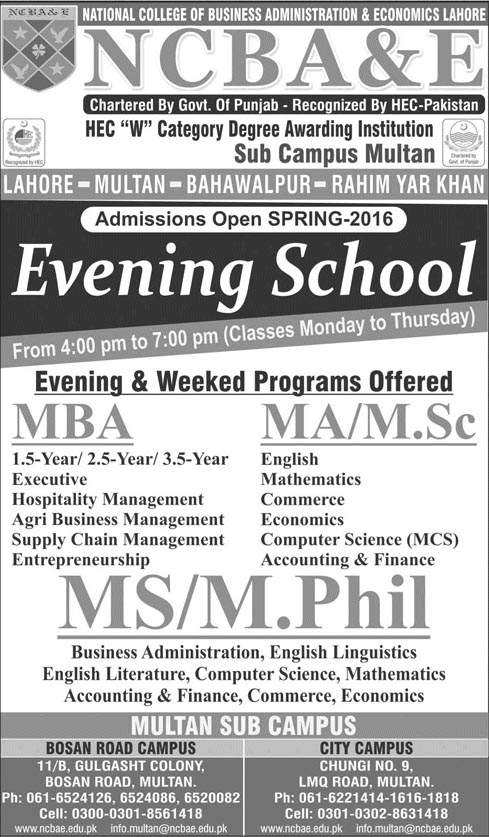 Admissions in NCBA & E