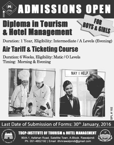 Admissions in TDCP-Institute of Tourism & Hotel Management