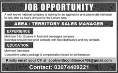 Area , Territory Sales Manager Job in National Company