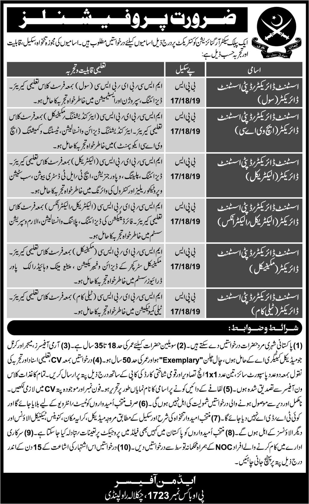Assistant Director Deputy Assistant Director Civil Jobs in Public Sector Orgnization Government of Pakistan
