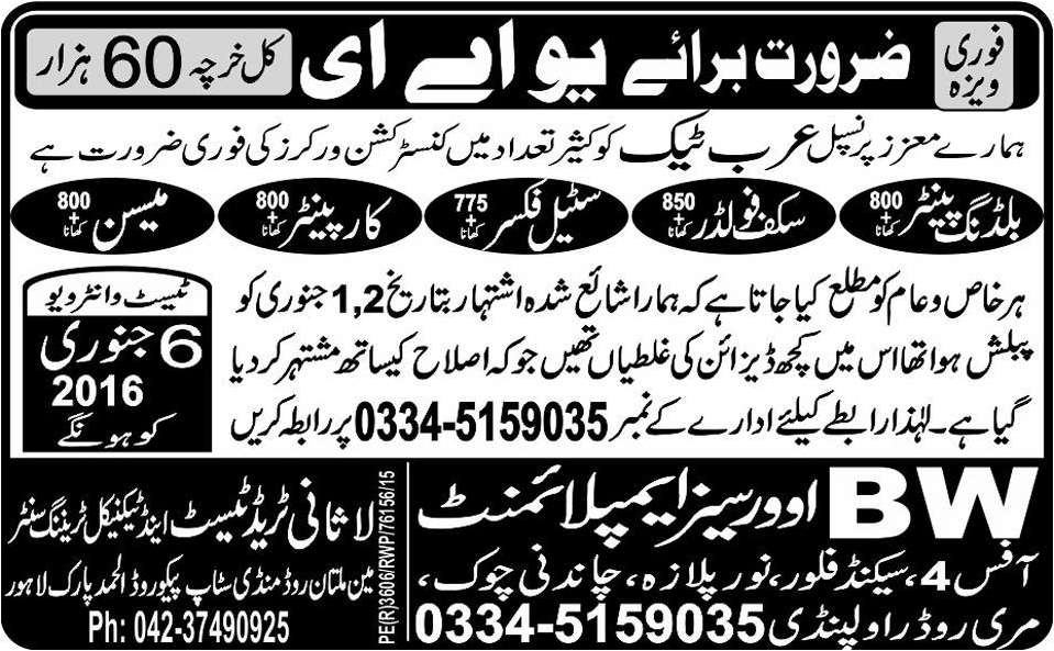 Building Carpenter Skiff Folder Steel Fixer and Meson Jobs in UAE