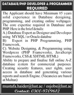 Database and PHP Developer & Programmer Jobs