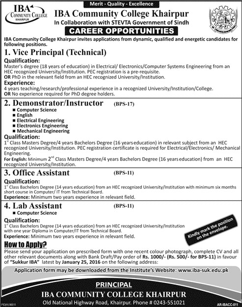 Educational Staff Jobs in IBA Community College Khairpur