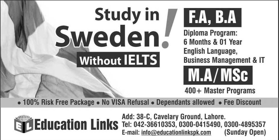 F.A, B.a M.A and M.Sc Admissions in Sweden