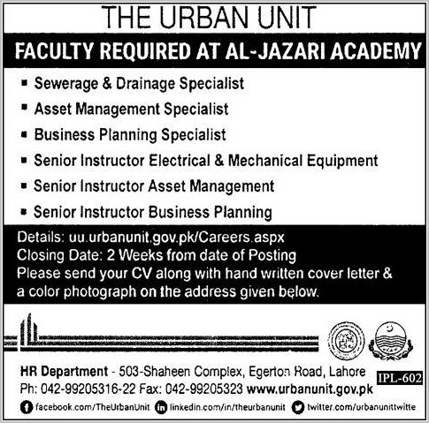 Faculty Jobs in The Urban Unit
