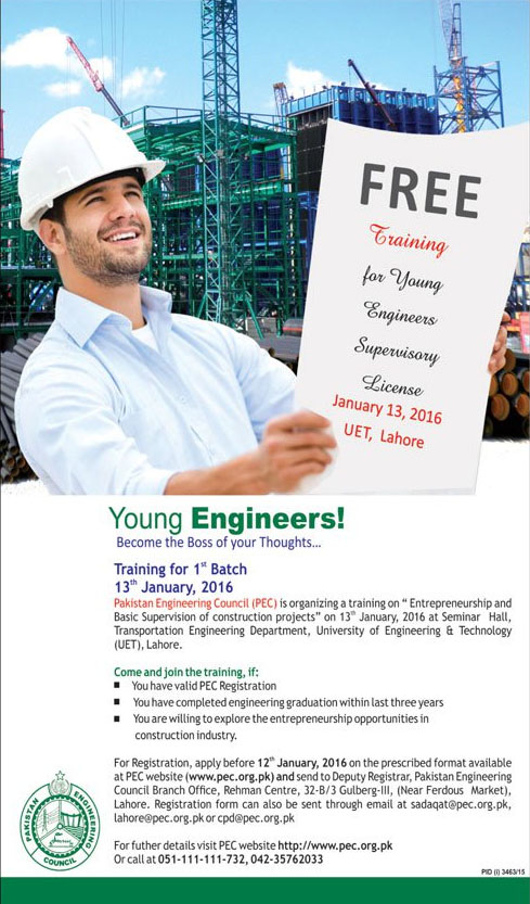 Free Training for Engineers in Pakistan Engineering Council
