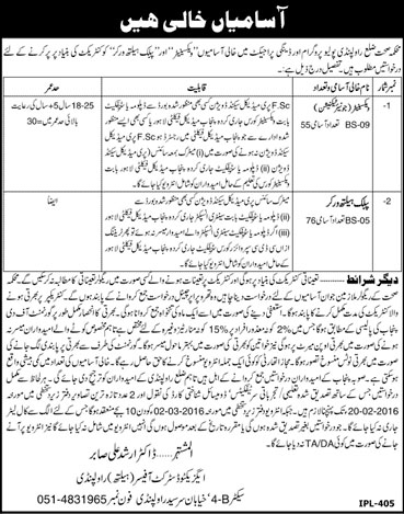 Health jobs in District of Health Rawalpindi