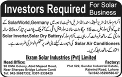 Investors Required for Solar Business