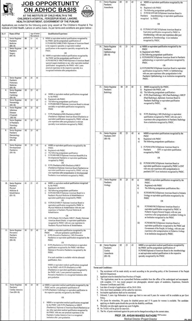 Jobs in Children's Hospital Ferozepur Road Lahore