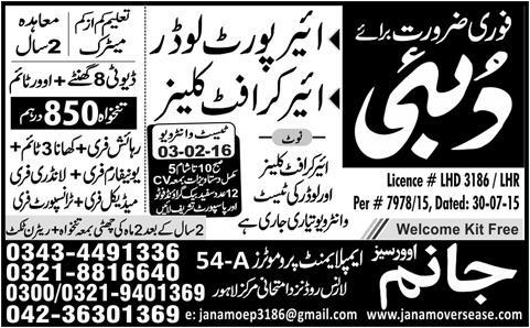 Loader and Cleaner Jobs in Dubai