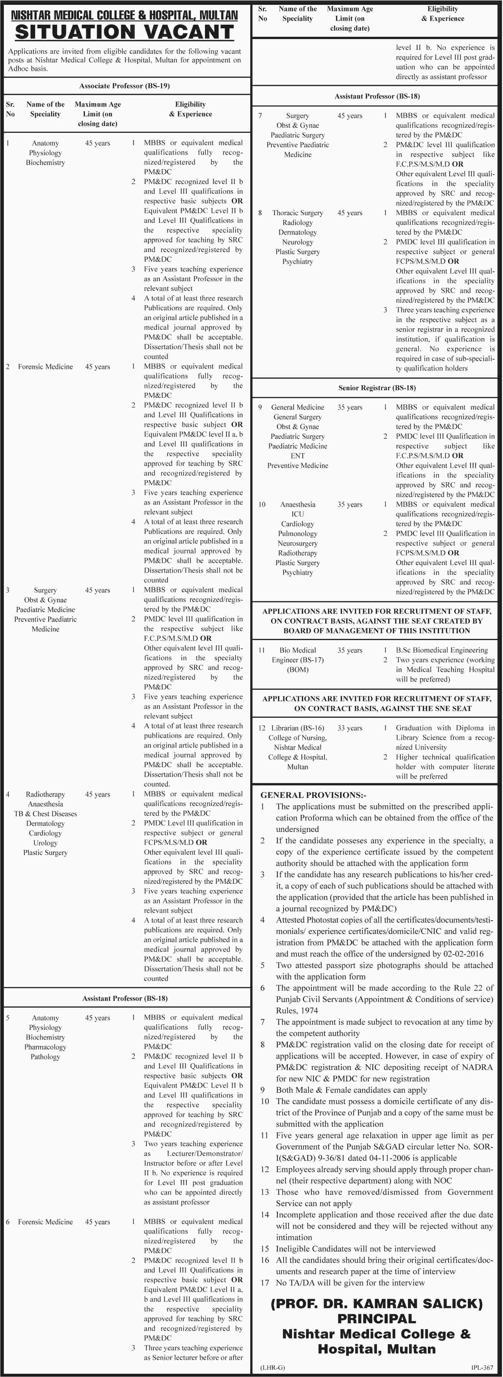 Medical Staff Jobs in Nishtar Medical College & Hospital Multan