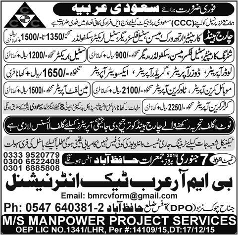 Operator, Meson, and Various Jobs in Saudi Arabia