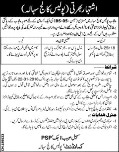 Police Jobs in Punjab Police College Sahala