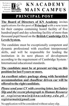 Principal Job in KN Academy Main Campus