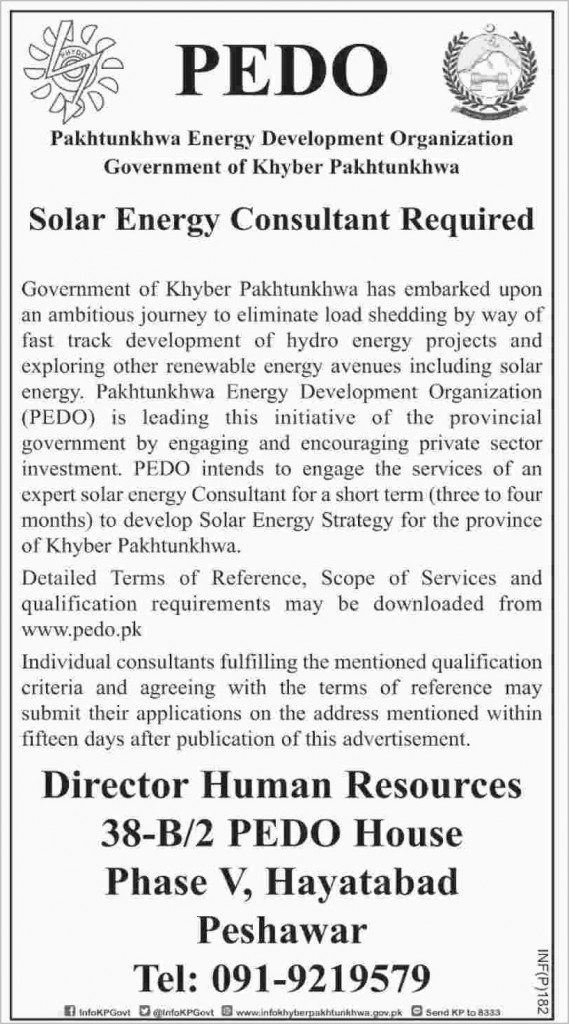 Solar Energy Consultant Job in PEDO