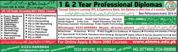 1 & 2 Year Professional Diploma