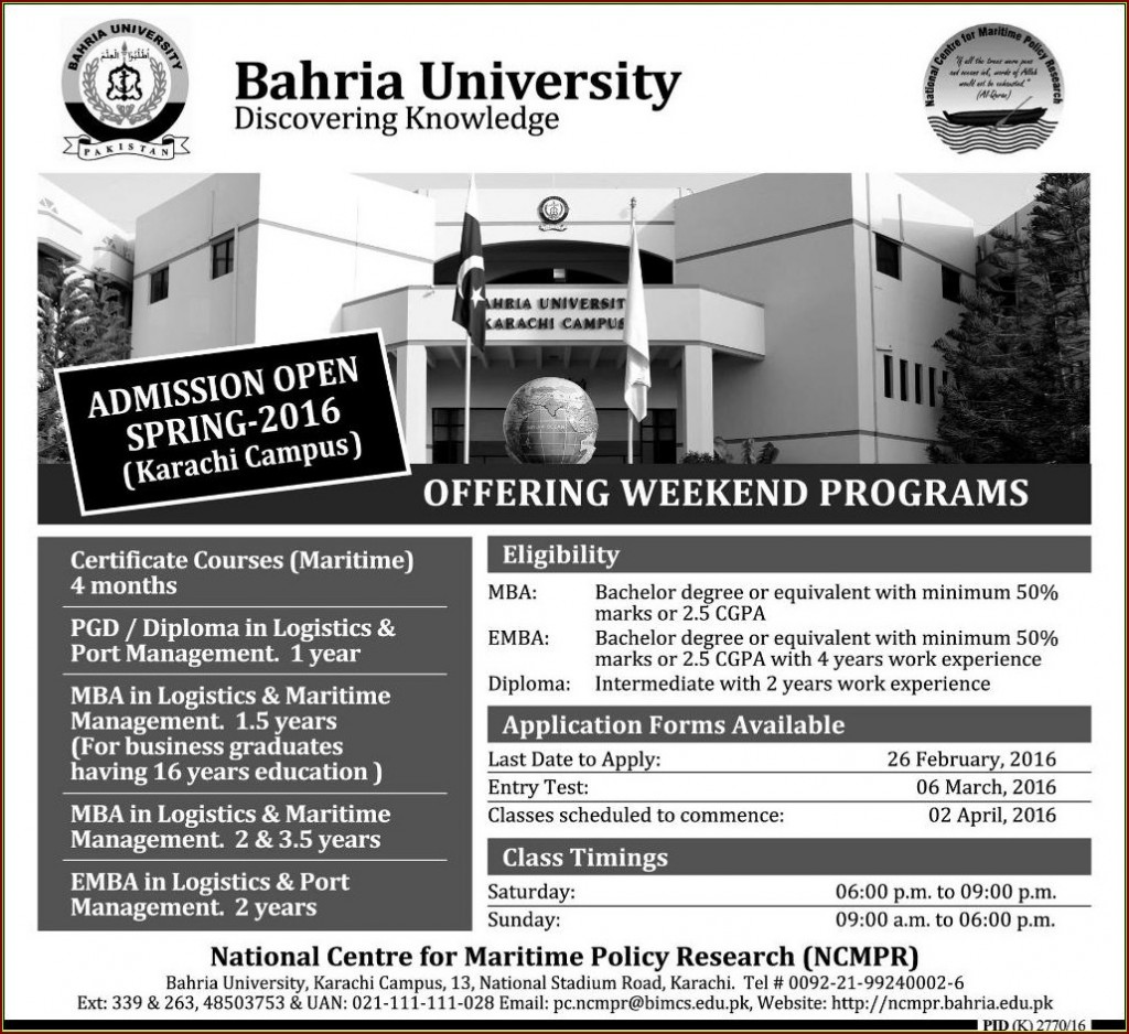 Admissions in Bahria University
