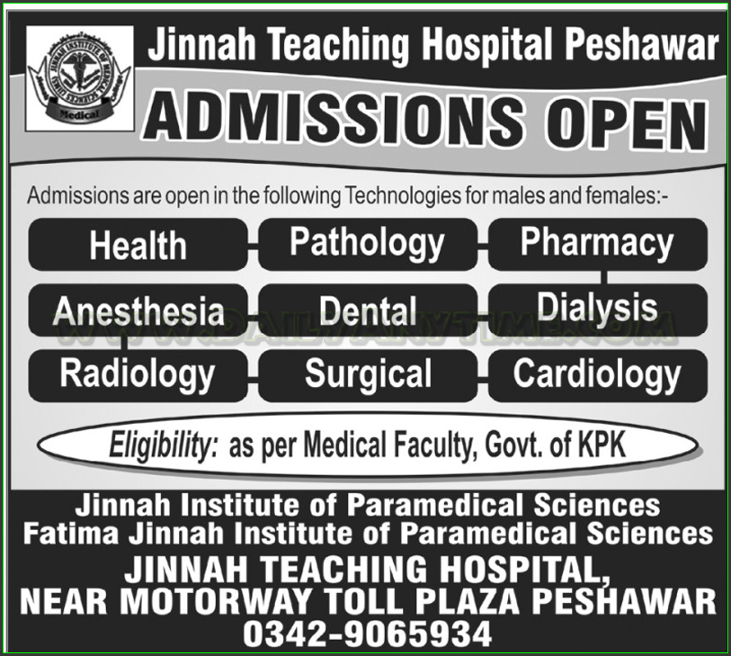 Admissions in Jinnah Teaching Hospital Peshawar