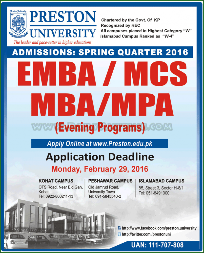 Admissions in Preston university