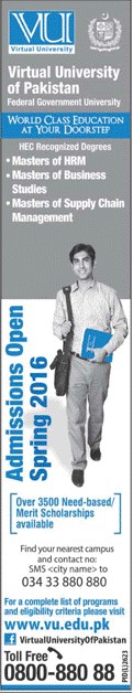 Admissions in Virtual University of Pakistan