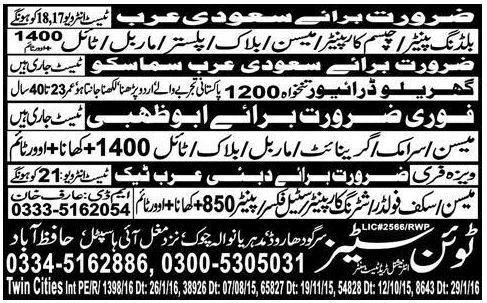 Building Painter Jupsim Carpanter, Mason, Block, and Plaster Jobs in Saudi Arabia