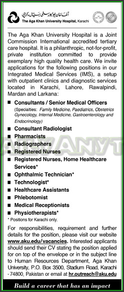 Consultant Senior Medical Officers Jobs in Agha KHan University Hospital